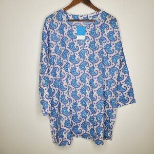 The Emporium Womens Colorful Pasiley Swim Cover Up Top Size XXL Coastal Resort